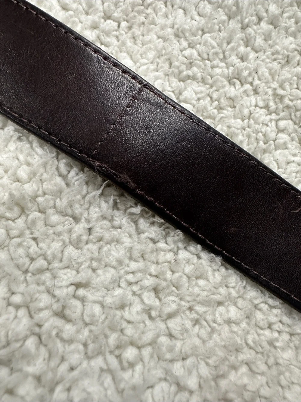 Thick Brown Cowhide Leather Belt, Silver Tone Double Ring Belt, Made in USA, M